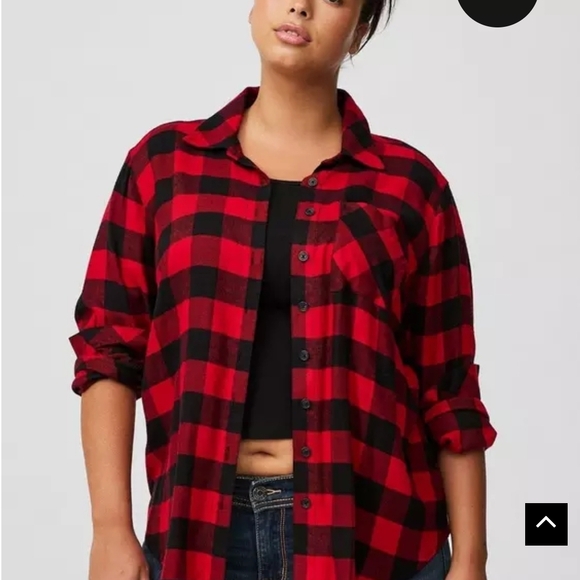 Torrid Buffalo Plaid Button-Up Shirt - Sz 2 - Picture 4 of 4